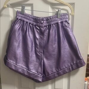 Rotate Birger Christensen Purple Belina Embossed Faux Leather Shorts